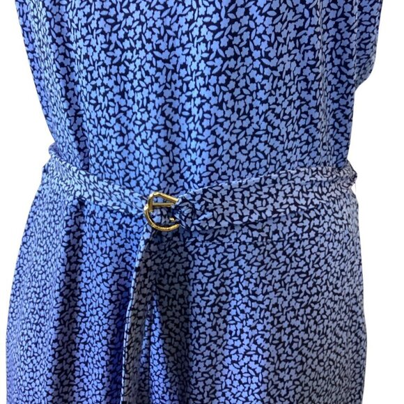 Michael Kors Blue Ditzy Floral Print Wide Leg Sleeveless Jumpsuit Sz L #49M - Picture 7 of 13